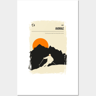 Avoriaz Skiing Minimal Vintage Travel Poster Posters and Art